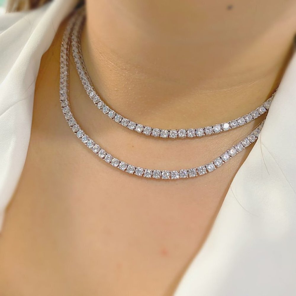 4mm Diamond Tennis Chain 14k White Gold Finish
